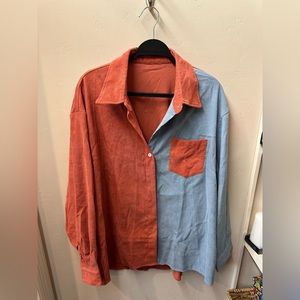 SHEIN bicolor button down shirt